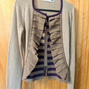 Sparrow Anthropologie Ruffle Front Cardigan - Wool Blend Sweater Jacket - Small